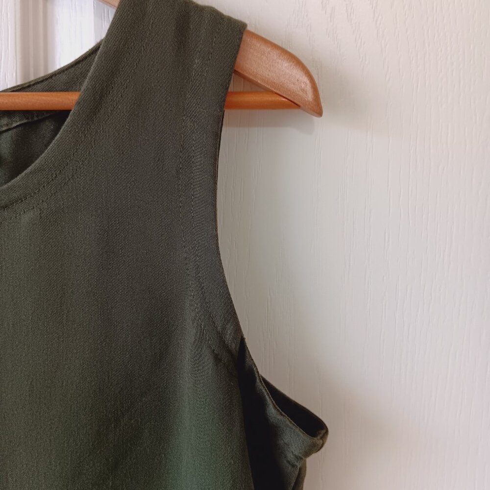 Vintage Faded Glory Women's Army Green Sleeveless Shift Midi Dress Size L - Picture 5 of 14